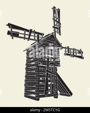 Wooden Windmill Vector Stock Vector