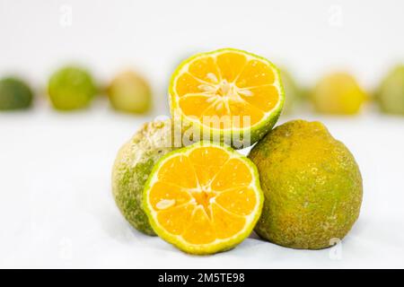 group of lemons on white background Stock Photo