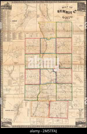 Map of Summit Co., Ohio. Includes directories, distance chart, statistics, 24 insets, and 4 views of public, and commercial properties. Insets: Akron -- Boston -- Hudson Village -- Middlebury -- Richfield -- Tallmadge -- Hammonds Corners -- Bates Corners -- Cuyahoga Falls -- Northfield Village -- Macedonia -- Johnsons Corners -- Montrose -- Stow Corners -- Twinsburg Center -- Darrow Ville, Stow Township -- Ghent, Bath Township --Mogadore Village, Springfield Village -- East Liberty in Green Township -- Copley Center -- Manchester Village -- Greensburgh Village -- Clinton Village -- Peninsula. Stock Photo