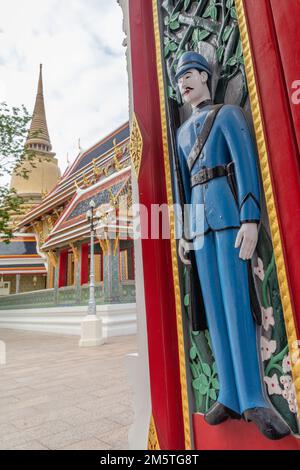 Watchman on the door of Wat Ratchabophit Sathitmahasimaram Ratchaworawihan, a Buddhist temple in Bangkok, Thailand. Stock Photo