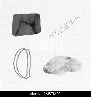 Scribble strokes and gray stone textures design element collection vector Stock Vector
