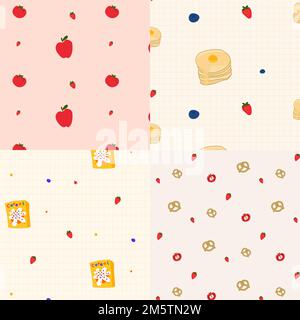 Vector pastel seamless food pattern background Stock Vector