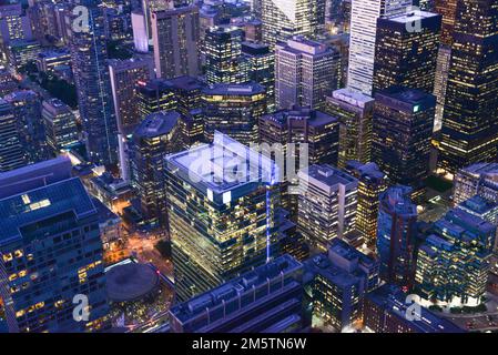Toronto, On, Canada - October 7, 2019: View at the center of Toronto during sunset time. Photo taken from the top of CN Tower. Stock Photo