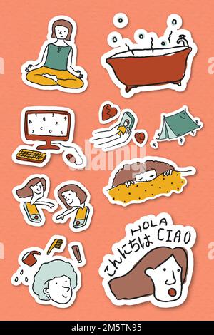 Stuck at home to do list doodle sticker vector Stock Vector