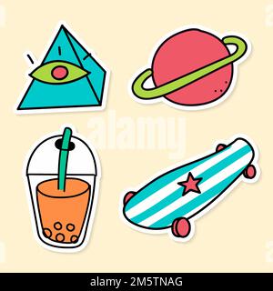 Creative and cool pop art stickers set vector Stock Vector