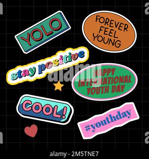 Fun and colorful word stickers set vect Stock Vector