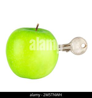 apple green key open isolated on white background. Stock Photo