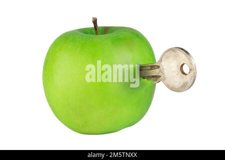 apple green key open isolated on white background. Stock Photo