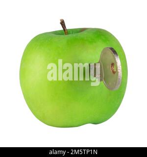 apple green key open isolated on white background. Stock Photo