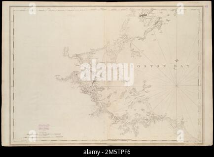 A chart of Boston Bay and vicinity. Relief shown by hachures. Depths shown by soundings. Appears in the author's Atlantic Neptune. London : J.F.W. Des Barres, 1777-[1781].... , Massachusetts  , Boston Harbor Stock Photo