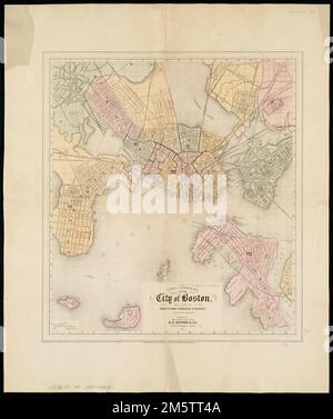 A new & complete map of the city of Boston, with part of Charlestown, Cambridge & Roxbury : from the best authorities. Relief shown by hachures. Oriented with north toward the bottom right. Shows horse railroads, fire district boundaries, fortification and wards... New and complete map of the city of Boston, with part of Charlestown, Cambridge & Roxbury. New and complete map of the city of Boston, with part of Charlestown, Cambridge & Roxbury, Massachusetts  , Suffolk  ,county   , Boston Stock Photo