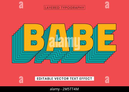 Retro layered word editable vector text effect template Stock Vector ...