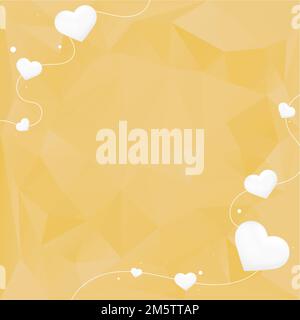 Vector heart string border yellow prism pattern background Stock Vector