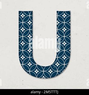 Shippo letter u Japanese vector blue pattern typography Stock Vector