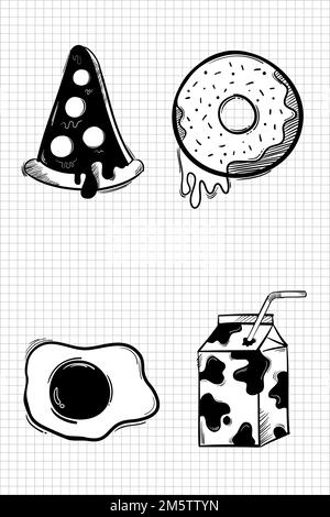 Funky food icon vector hand drawn doodle cartoon sticker Stock Vector