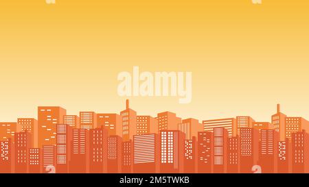 Panoramic view of the silhouette of a city with many multi storey buildings in a very clear sky. Collection city vector Stock Vector