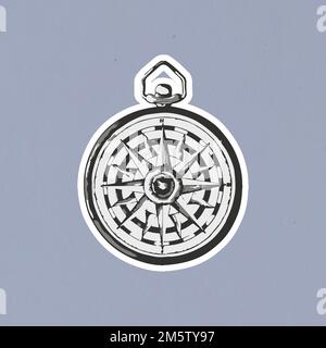 Vectorized compass sticker with a white border Stock Vector