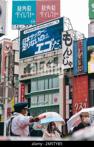 Traffic officer on duty in Shibuya, Tokyo Stock Photo