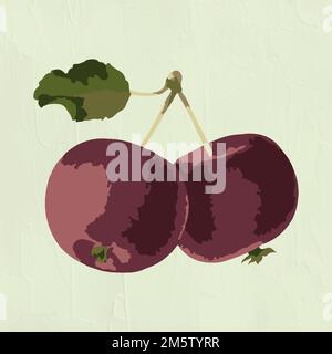 Vectorized red cherries sticker overlay design resource Stock Vector