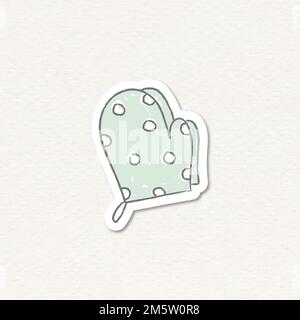 Polka-dot textile cooking gloves sticker vector Stock Vector