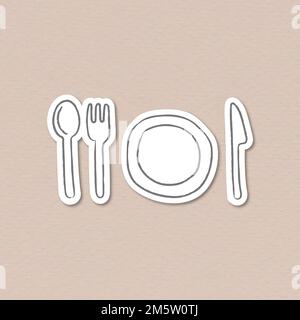 Cute cuttlery and plate set design element Stock Vector