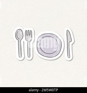 Cute cuttlery and plate set design element Stock Vector