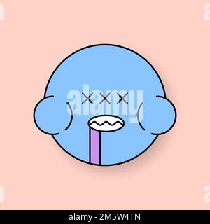Funky blue monster frog emoji sticker vector Stock Vector