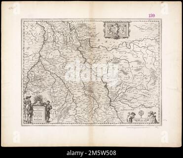 Iuliacensis et Montensis Ducatus = De Hertoghdomen Gulick en Berghe. Map of the historical Duchies of Jülich and Berg in the present day North Rhine-Westphalia region in western Germany. Relief shown pictorially. Verso is blank. Cataloging, conservation, and digitization made possible in part by The National Endowment for the Humanities: Exploring the human endeavor. Part of composite portfolio atlas with title 'Collection of old maps.'.. Juliacensis et Montensis Ducatus Collection of old maps. Juliacensis et Montensis Ducatus Collection of old maps, Germany  , North Rhine-Westphalia Stock Photo