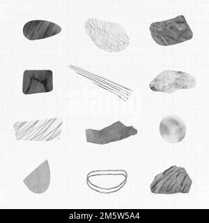 Scribble strokes and gray stone textures design element collection vector Stock Vector