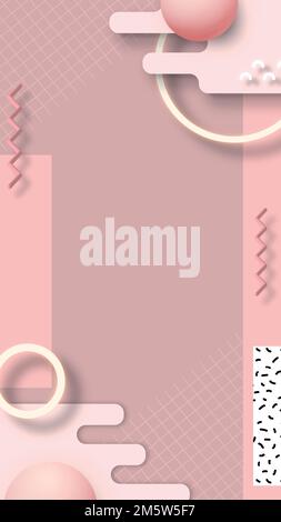 Pink geometric Memphis background vector Stock Vector