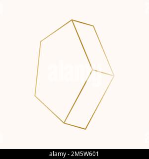 Minimal gold pentagonal prism shape vector Stock Vector
