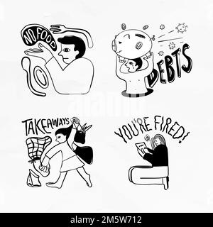 Social issues during the coronavirus crisis vector set Stock Vector