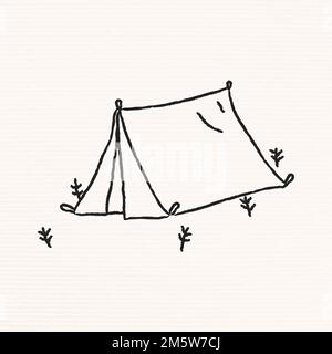 Doodle tent on a campsite vector Stock Vector