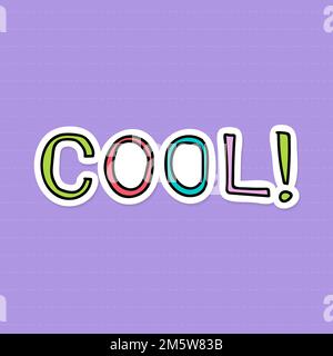 Doodle colorful cool word sticker vector Stock Vector