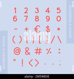 Styled numbers and symbol set vector Stock Vector