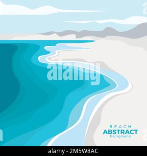 Summer background, vector illustration of a beach with waves, clouds. beach scene posters Stock Vector