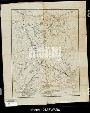 Map of parts of Middlesex & Essex counties showing the rail road routes