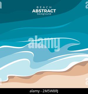 Top view on sea beach. Top view on ocean beach with soft waves. Vector illustration Stock Vector