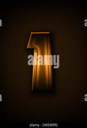 number written in gold 3d metallic on brown textured background Stock Photo