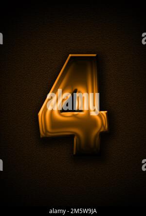number written in gold 3d metallic on brown textured background Stock Photo