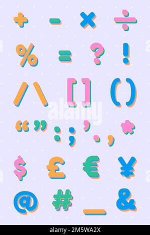 Vector symbol set font 3d shade Stock Vector