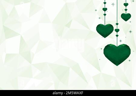 Hanging green hearts background vector prism pattern Stock Vector