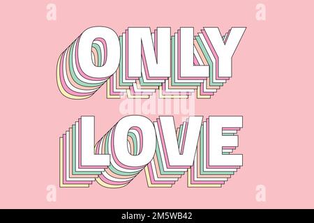Layered pastel retro love you message typeface Stock Vector