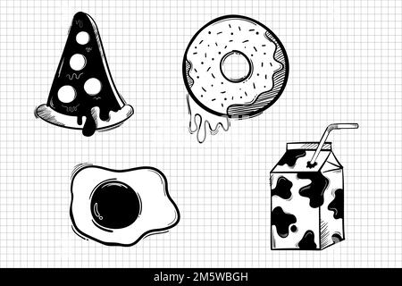Food funky vector icon hand drawn doodle cartoon sticker Stock Vector