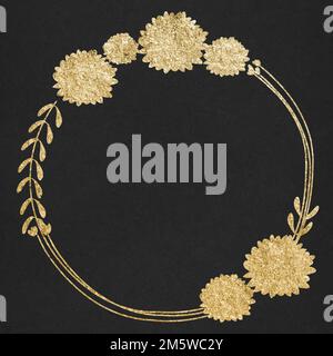 Vector floral wreath frame gold effect Stock Vector
