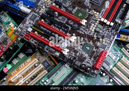 E-waste. circuit boards for recycling by sims eindhoven holland. vvbvanbree fotografie Stock Photo