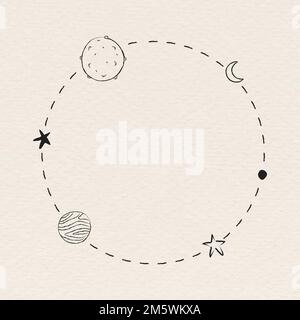 Galaxy decorated minimal line art frame vector Stock Vector