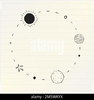 Galaxy decorated minimal line art frame vector Stock Vector