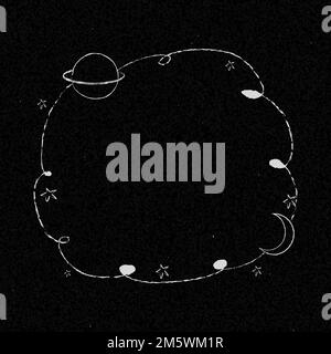 Galaxy decorated minimal line art frame vector Stock Vector