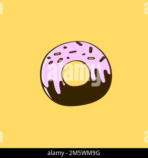 Hand drawn glazed chocolate donut vector Stock Vector